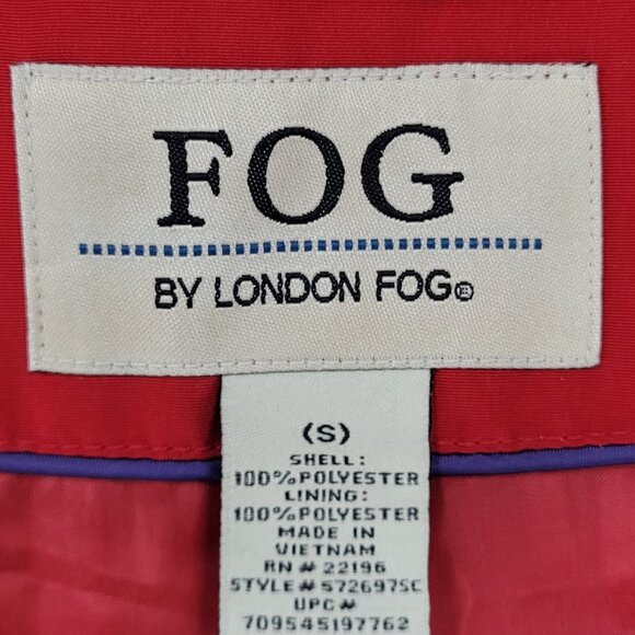 London Fog Red Double Breasted Buttoned Belted Lightweight Rain Coat Small S - Picture 3 of 16